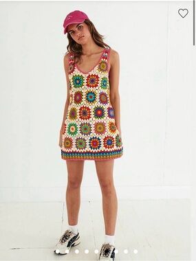 Ghanda Toulouse Dress patchwork handmade knitted crochet